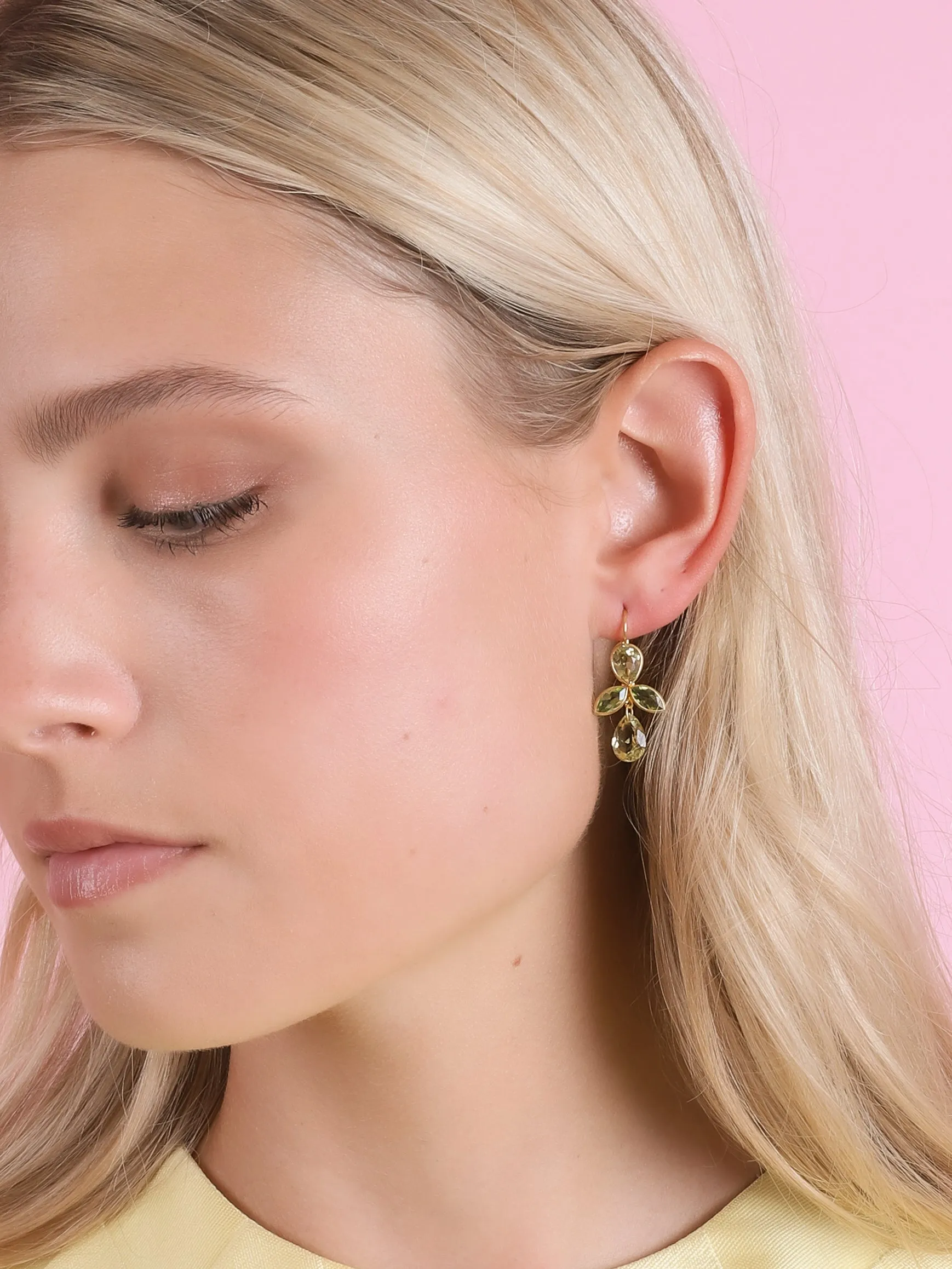 22K Yellow Gold, Lemon Quartz & Peridot Earrings