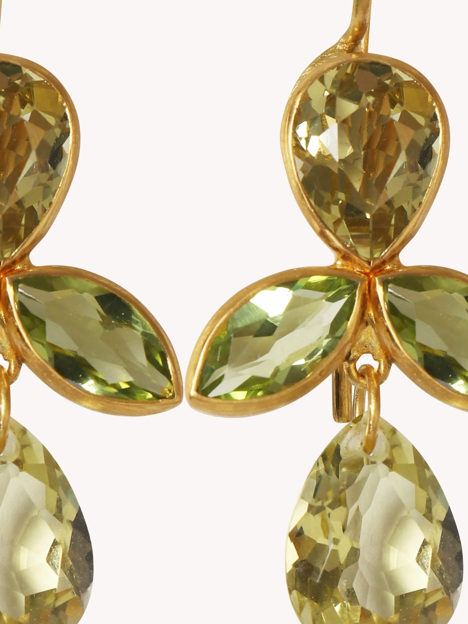22K Yellow Gold, Lemon Quartz & Peridot Earrings