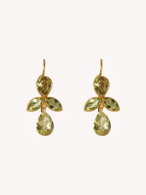 22K Yellow Gold, Lemon Quartz & Peridot Earrings