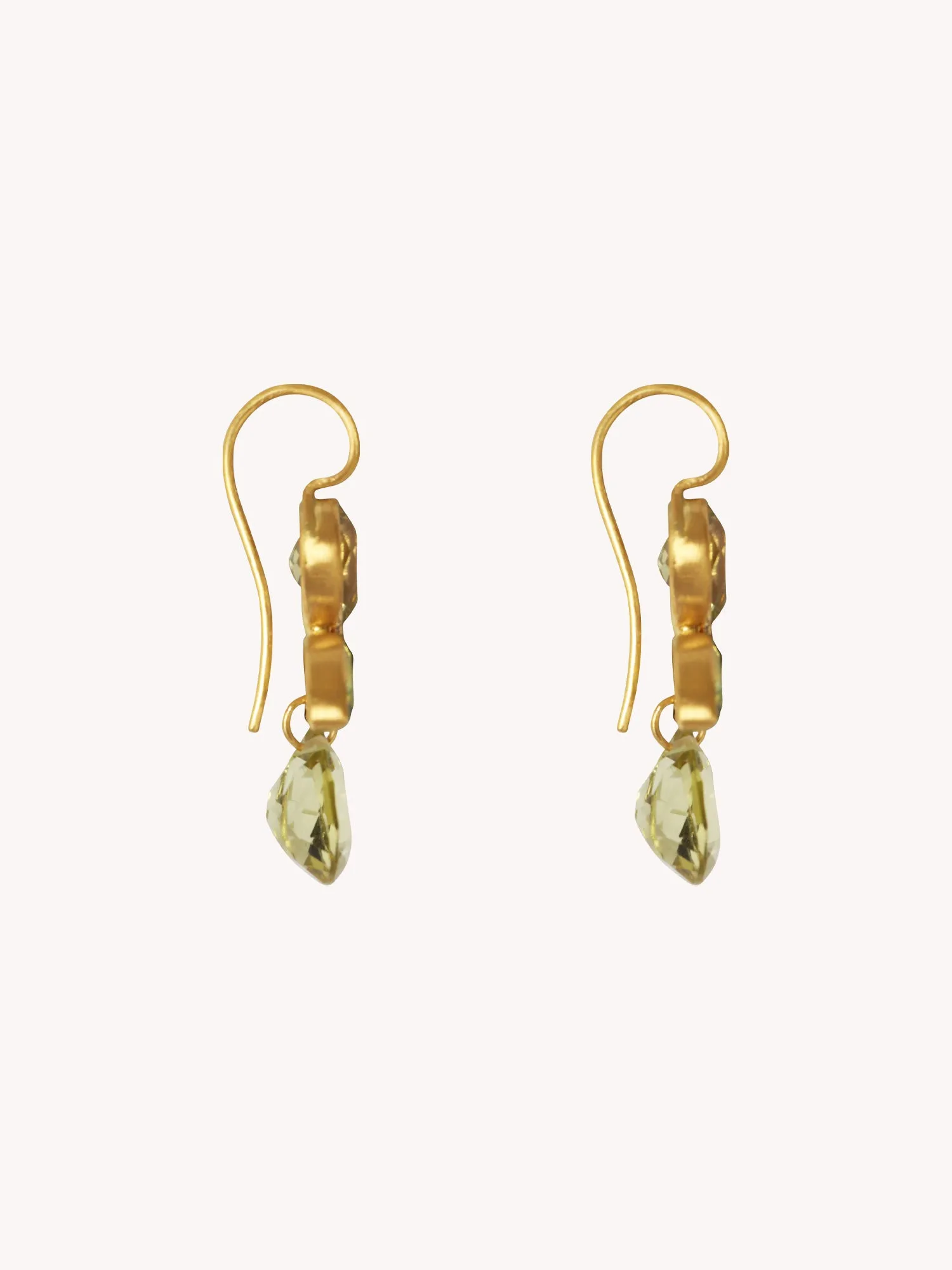 22K Yellow Gold, Lemon Quartz & Peridot Earrings