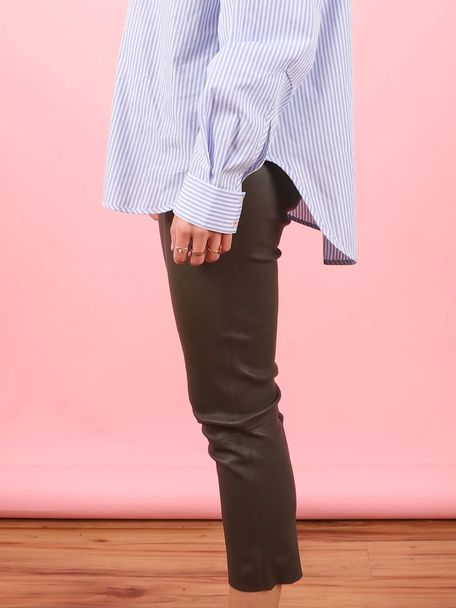 3/4 Capri Leather Legging in Iron