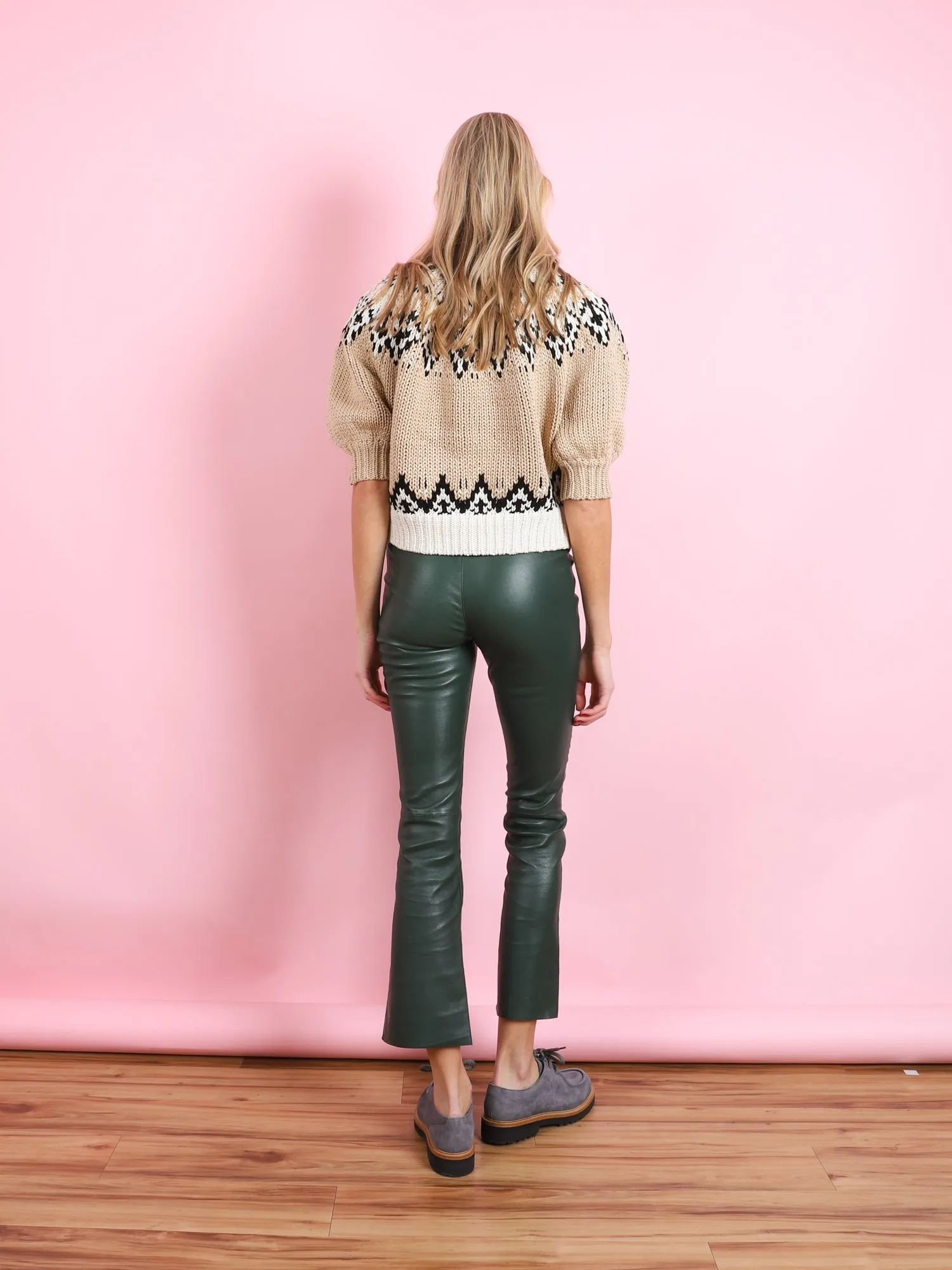 ANKLE FLARE LEATHER LEGGING