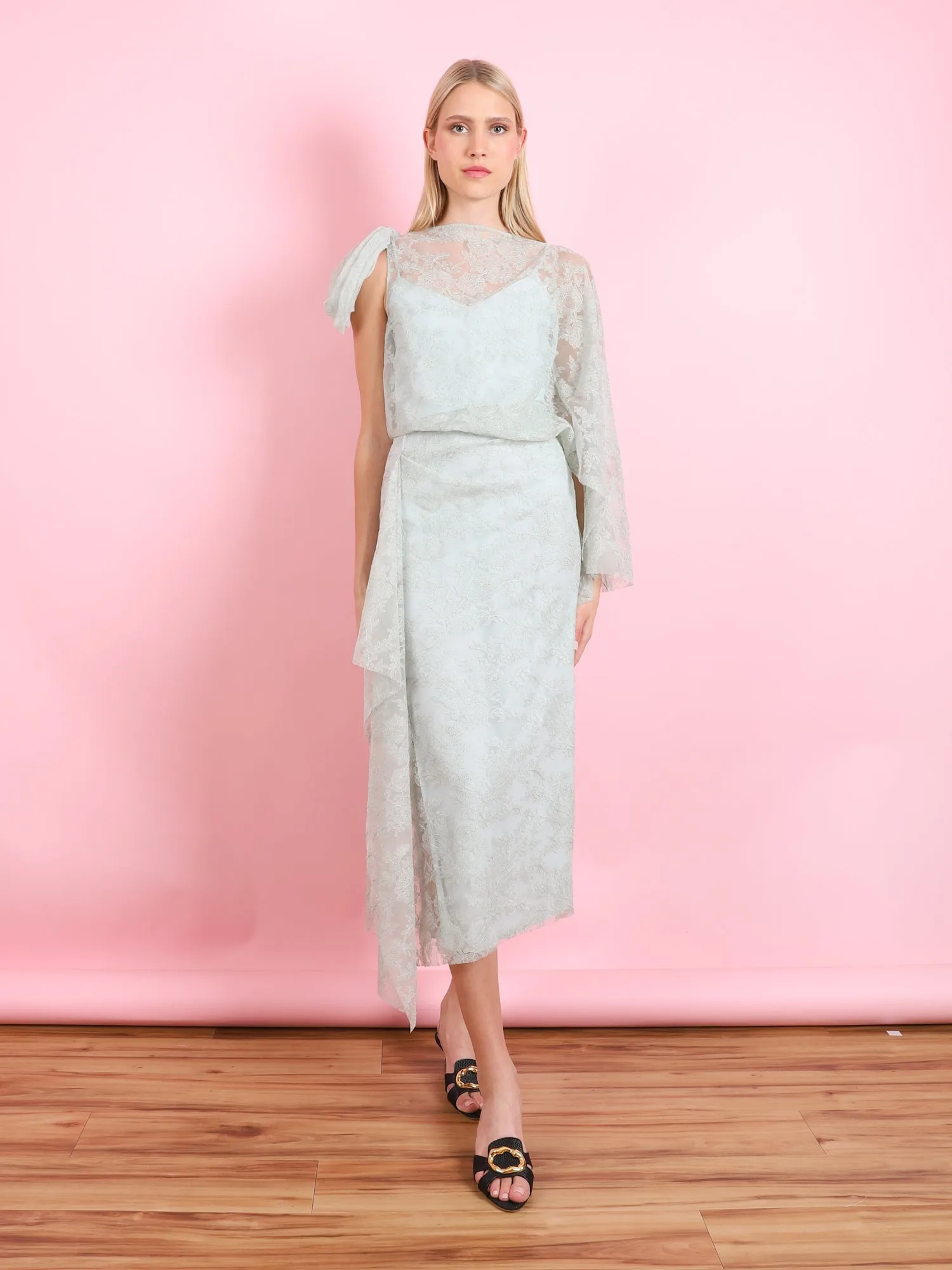 ASYMMETRICAL DRAPED COCKTAIL DRESS