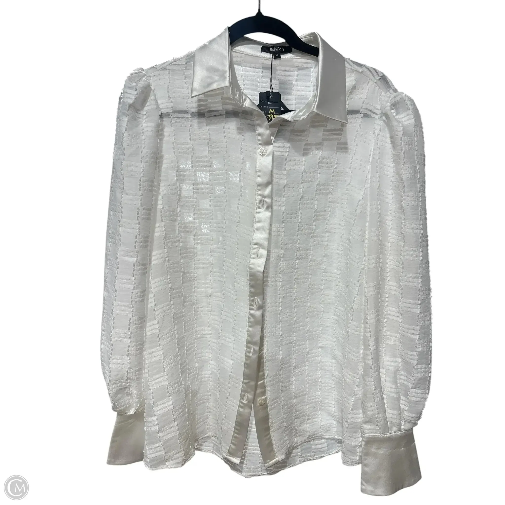 Blouse Long Sleeve By Clothes Mentor In White, Size: M