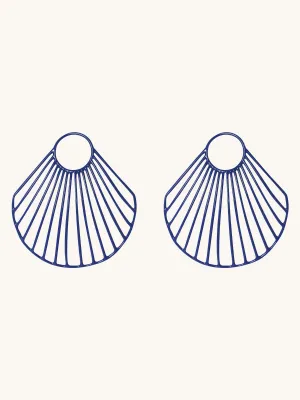Blue Large Clam Shell Earrings