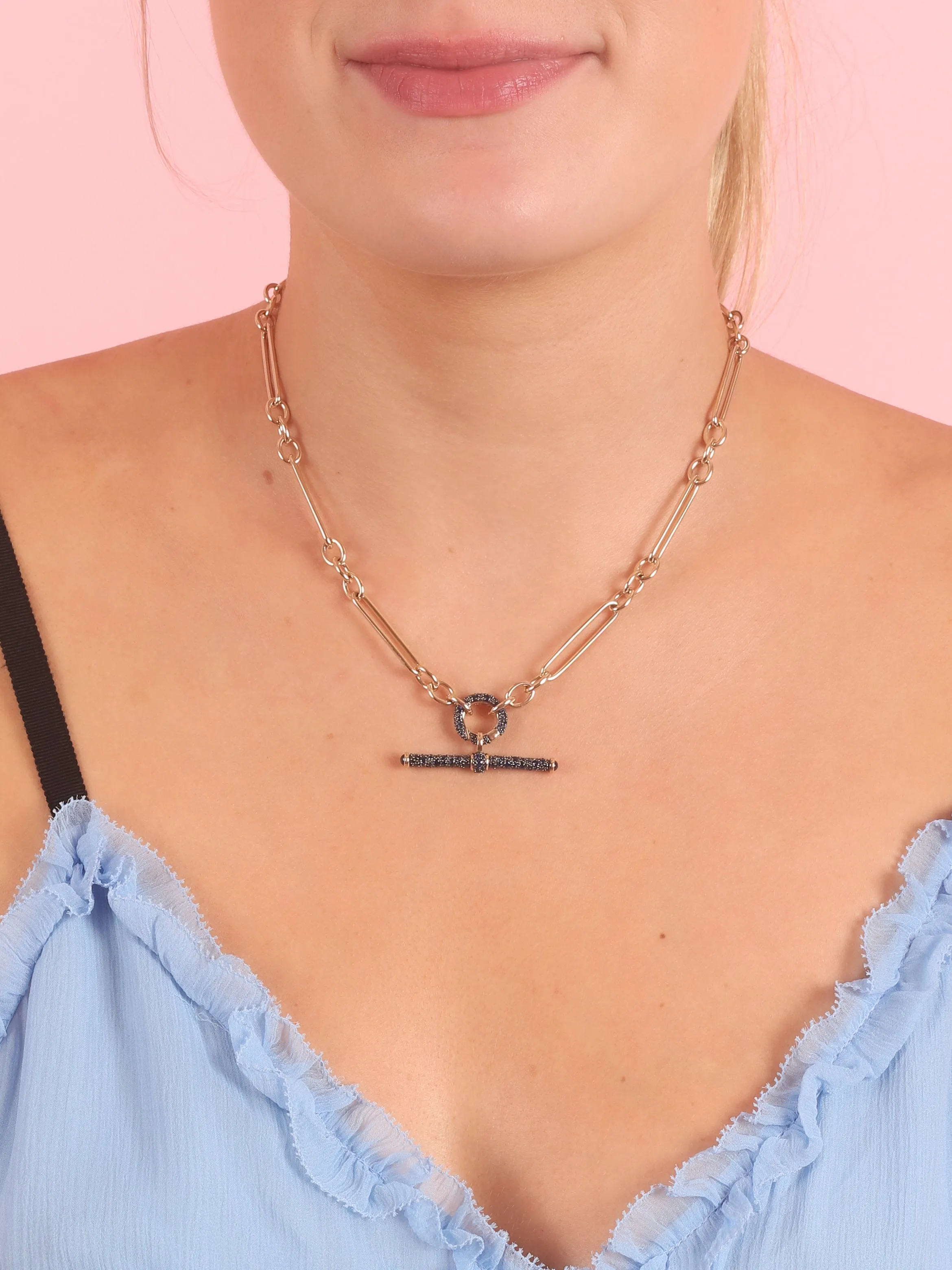 Blue Sapphire T-Bar Pendant