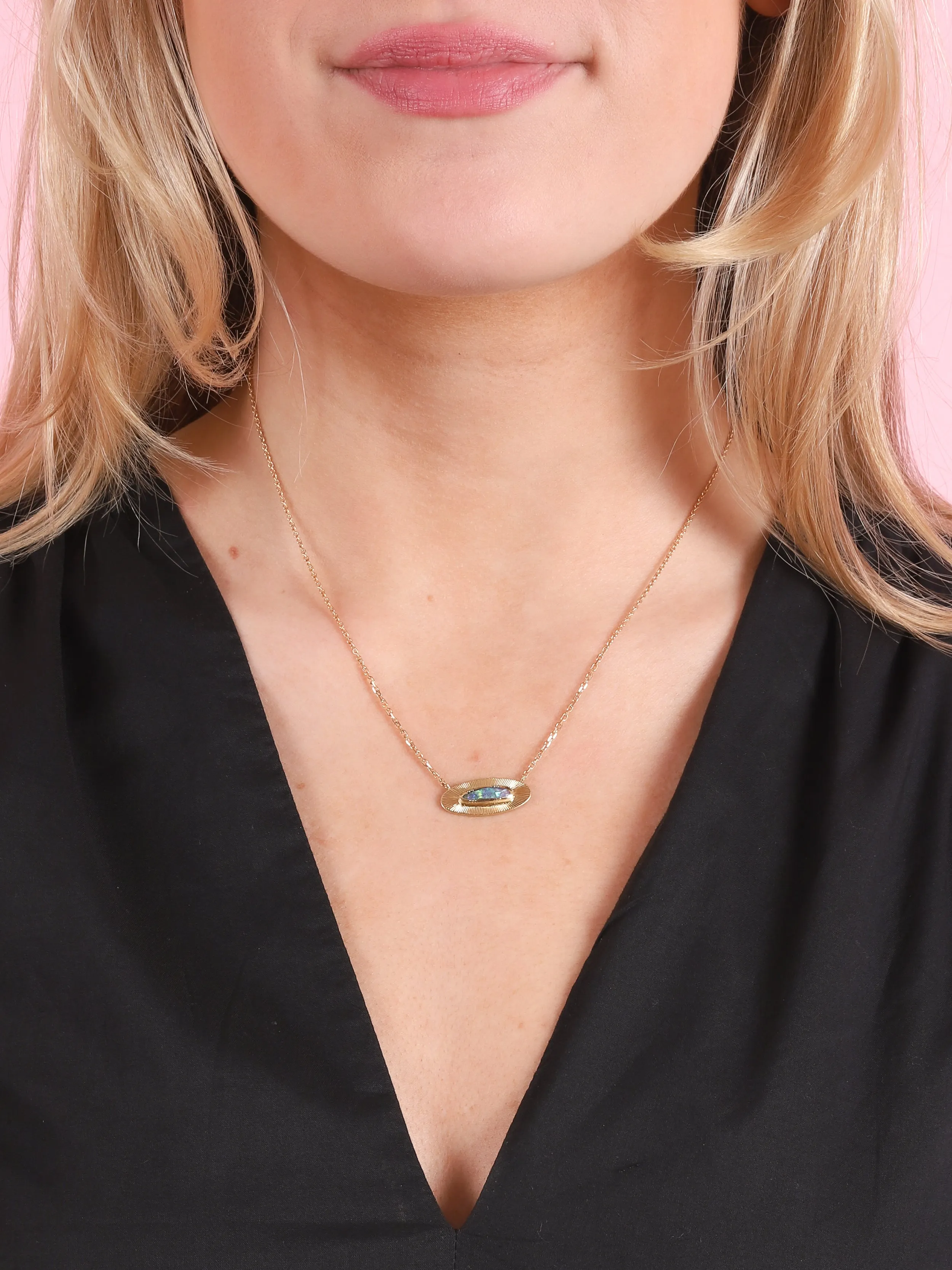 Boulder Opal Engraved Necklace