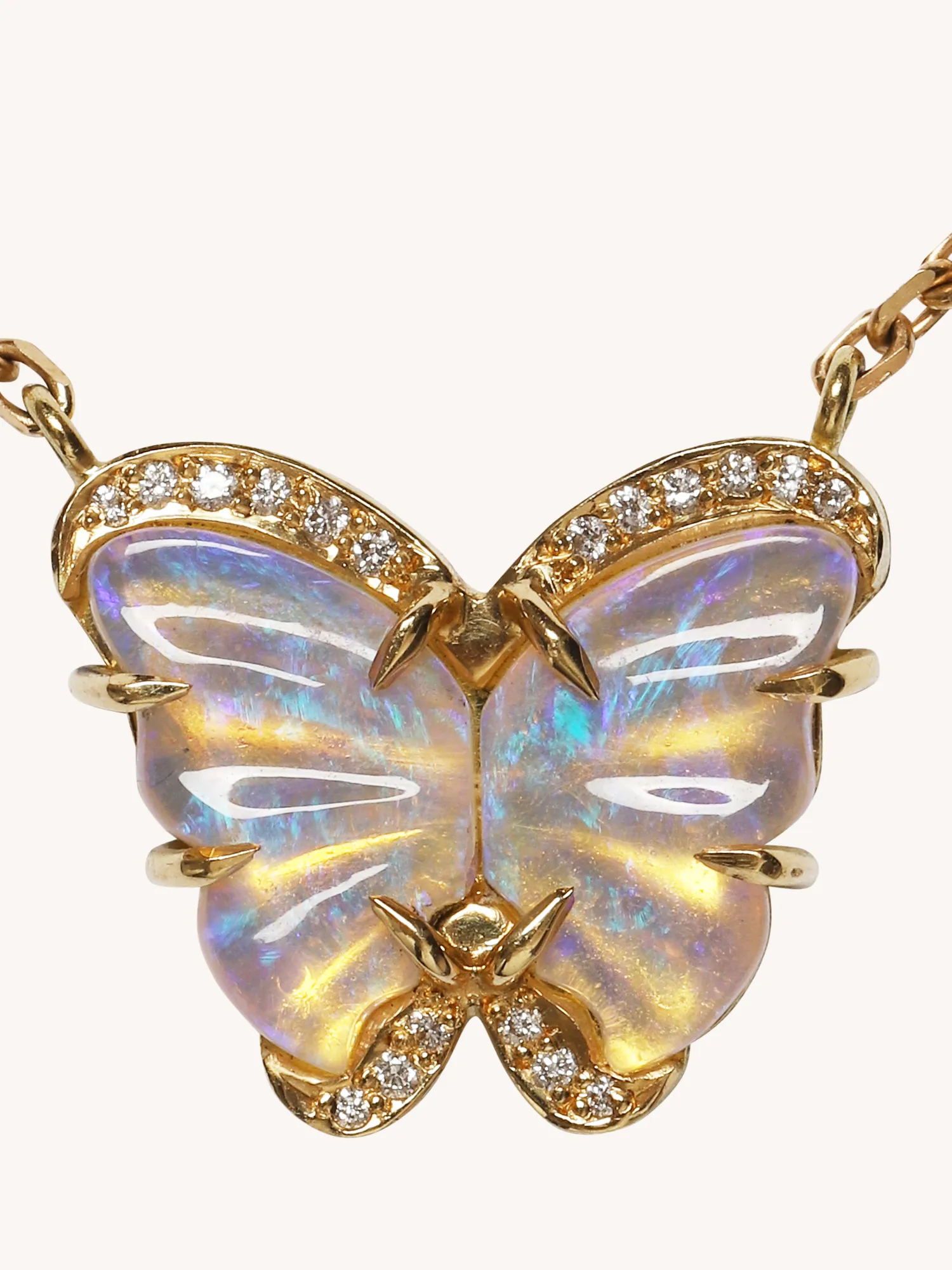 Butterfly Fossilized Wood and Opal Necklace