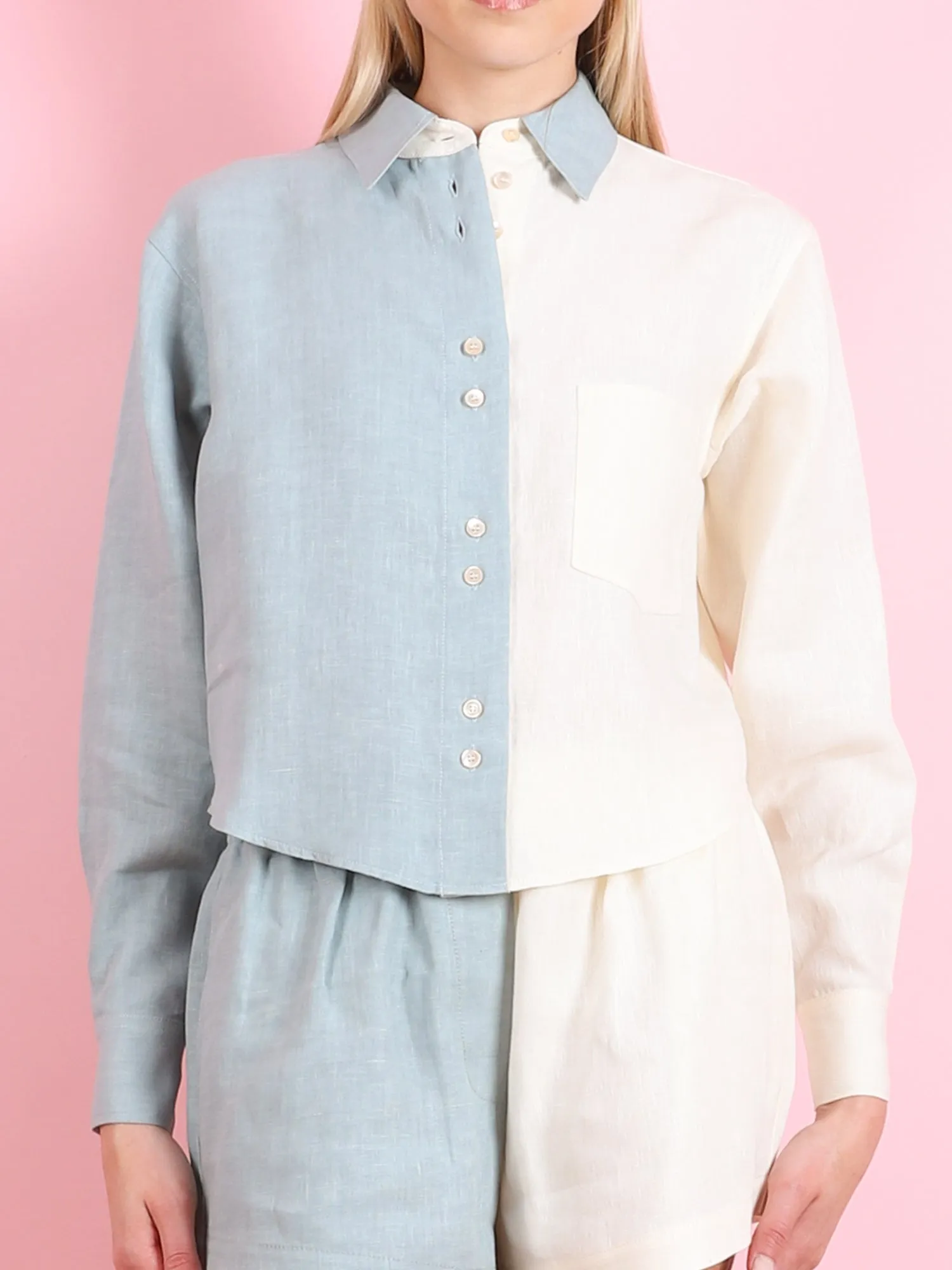 CHIC BLOCK LINEN SHIRT