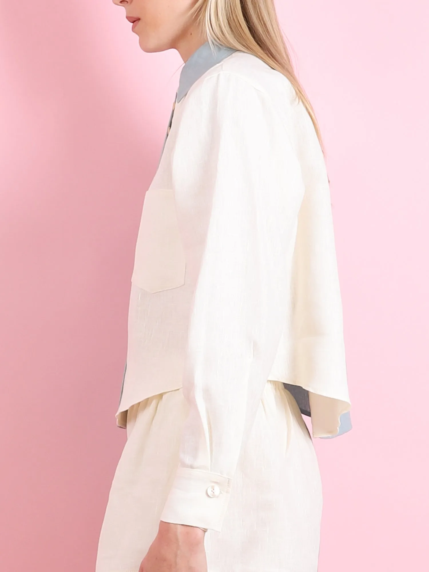 CHIC BLOCK LINEN SHIRT
