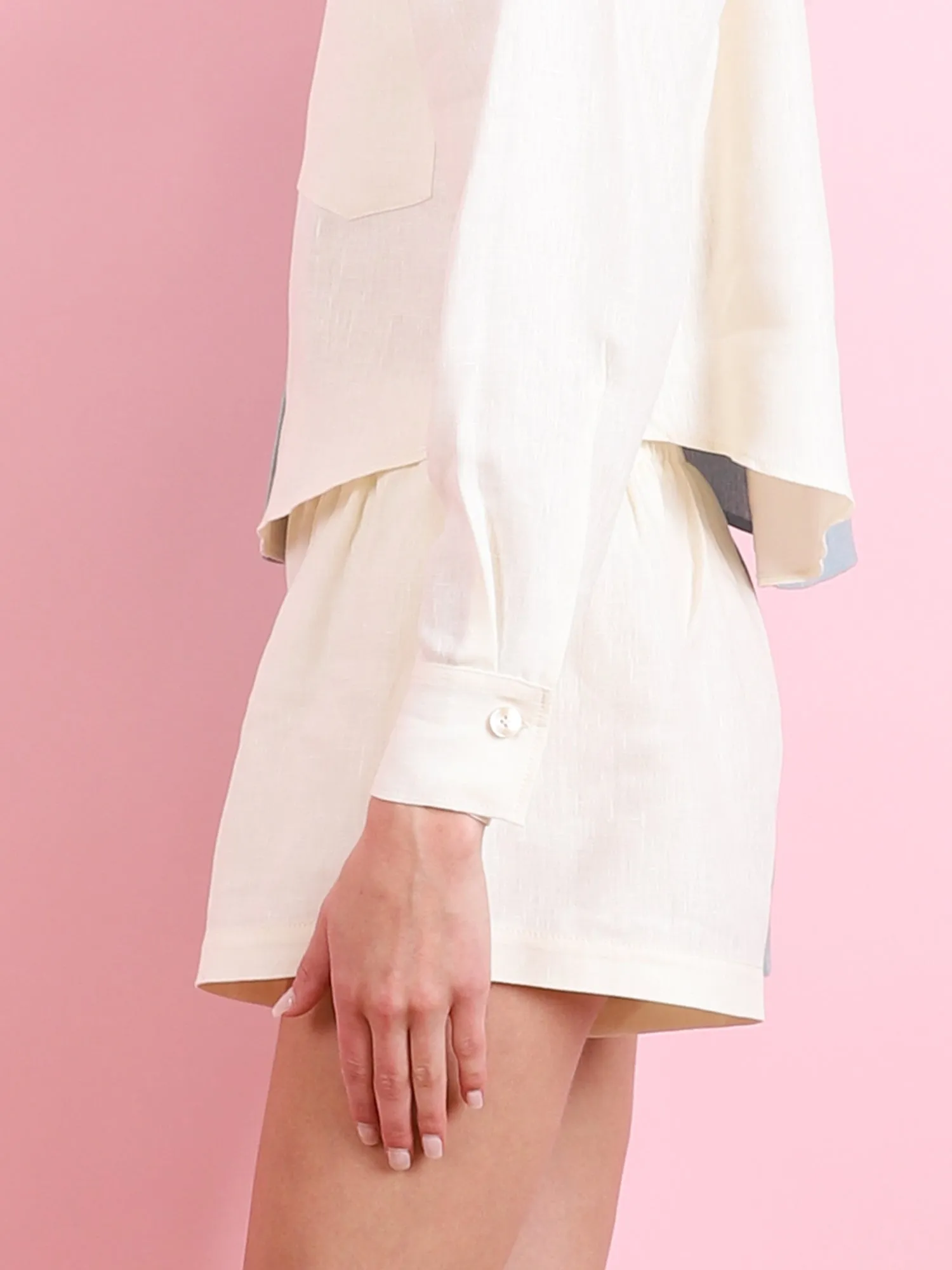 CHIC BLOCK LINEN SHORTS
