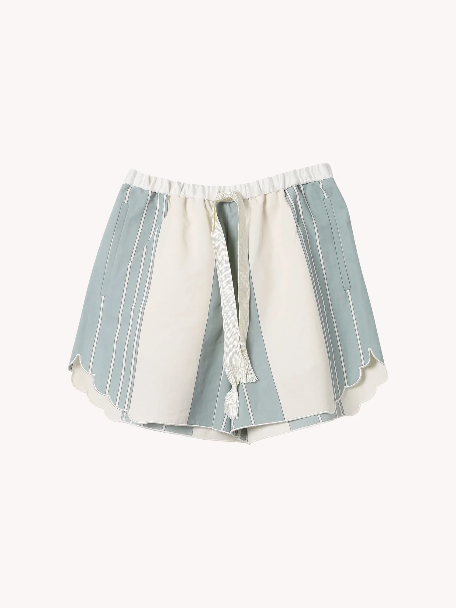 CHIC COTTON & LINEN STRIPE BERMUDA SHORT
