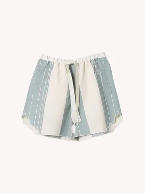 CHIC COTTON & LINEN STRIPE BERMUDA SHORT