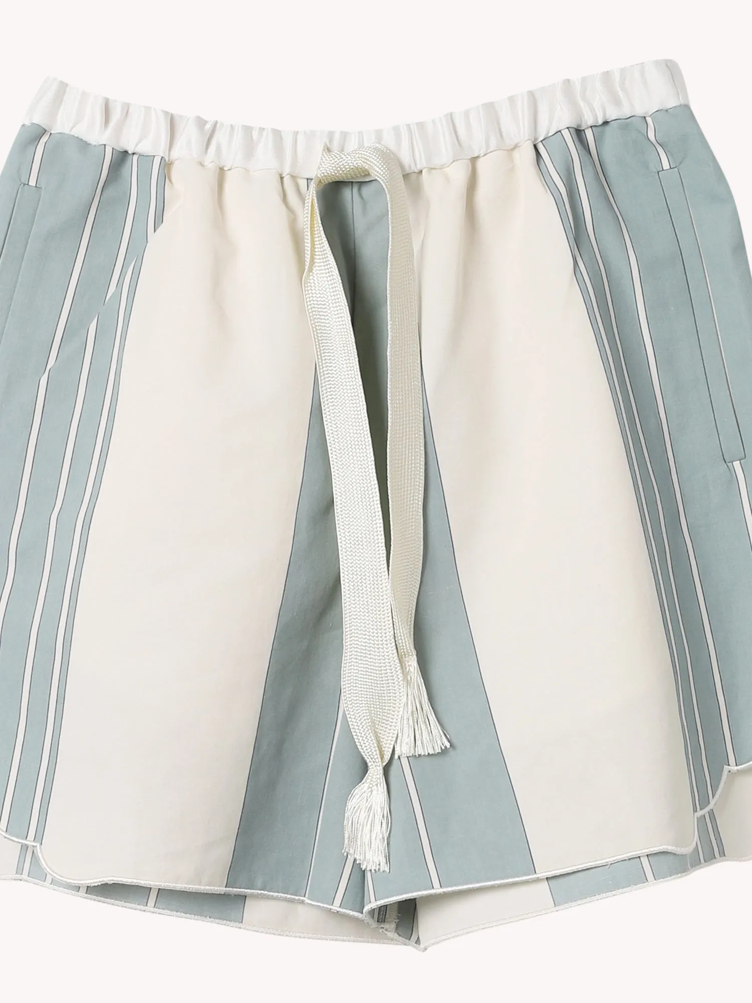CHIC COTTON & LINEN STRIPE BERMUDA SHORT