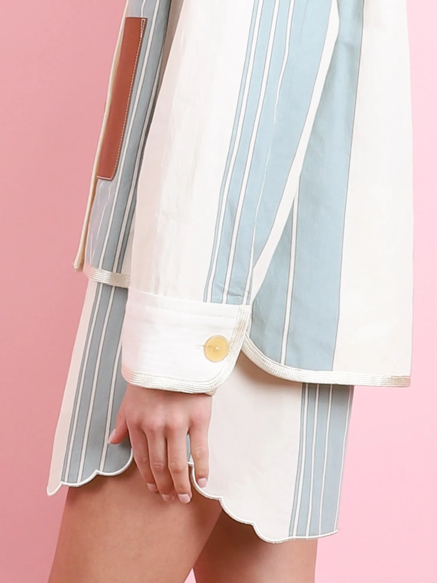 CHIC COTTON & LINEN STRIPE BERMUDA SHORT