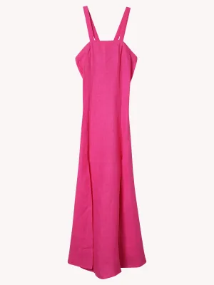CHIC LINEN CANVAS STRAPS DRESS