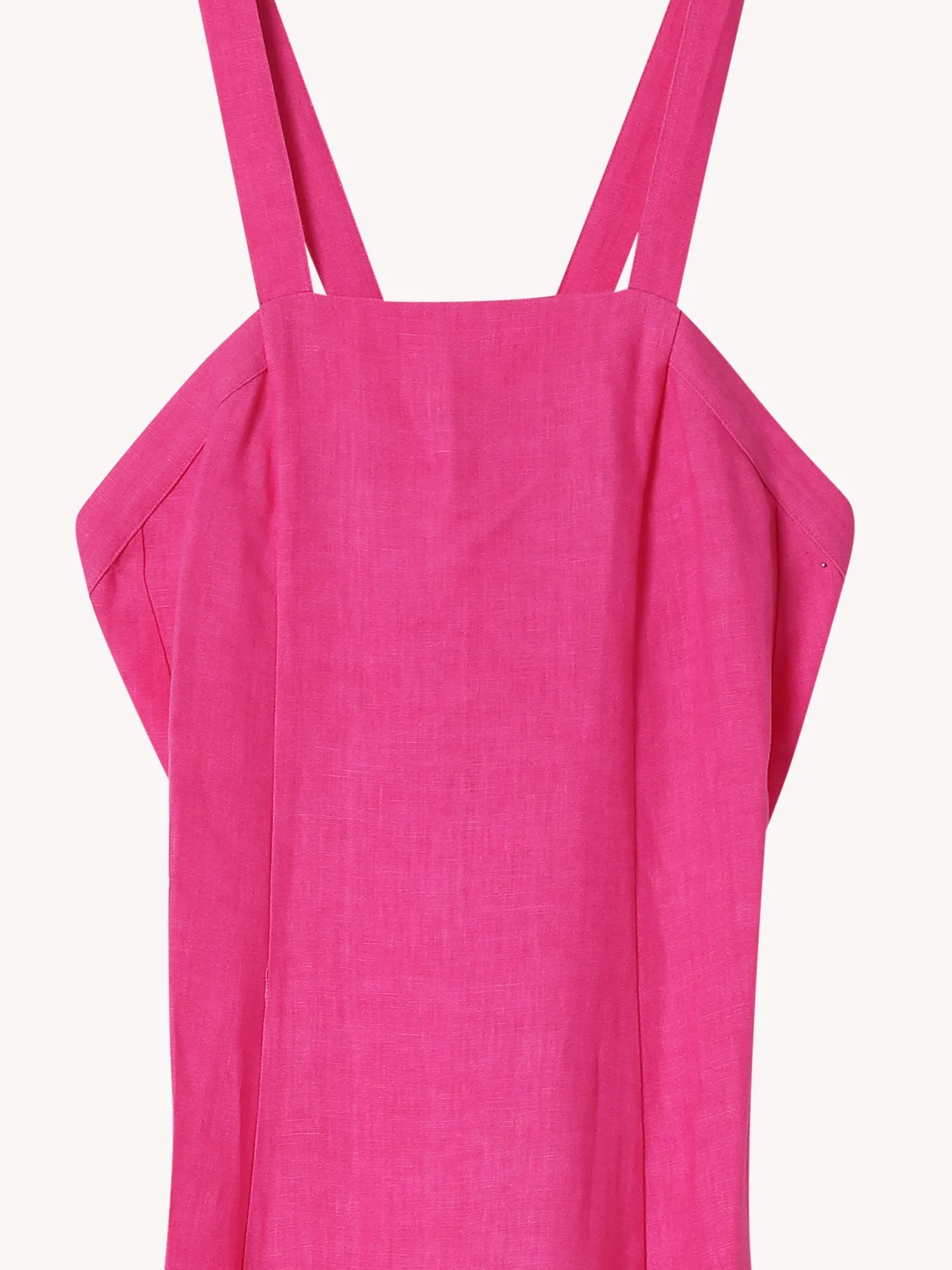 CHIC LINEN CANVAS STRAPS DRESS