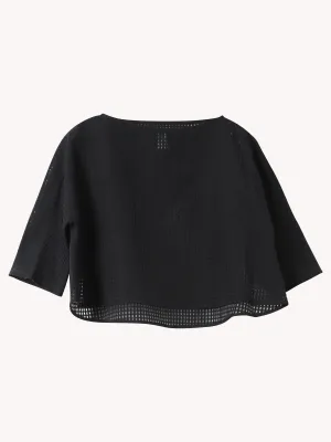 COTTON BLEND GRID TOP