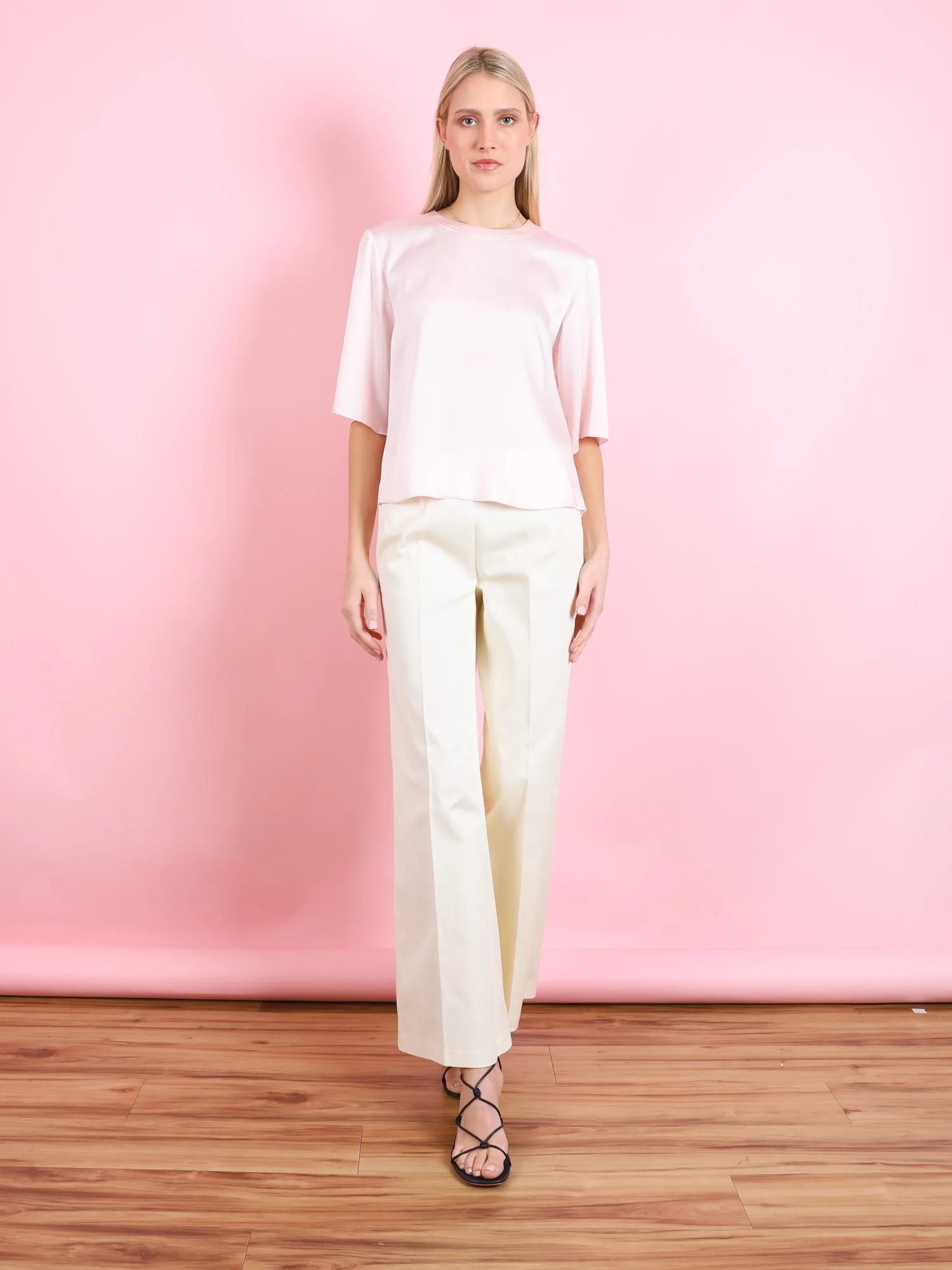 COTTON TWILL FLARED PANTS
