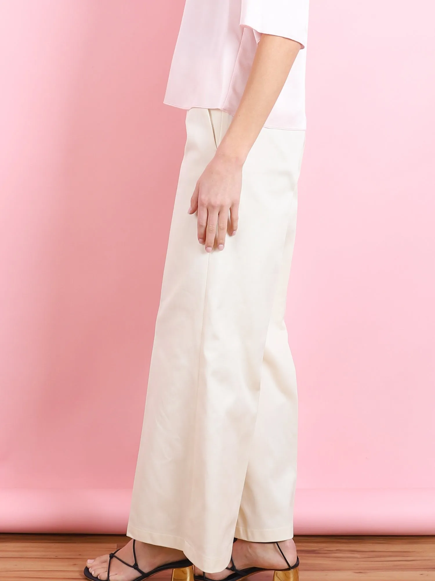 COTTON TWILL FLARED PANTS