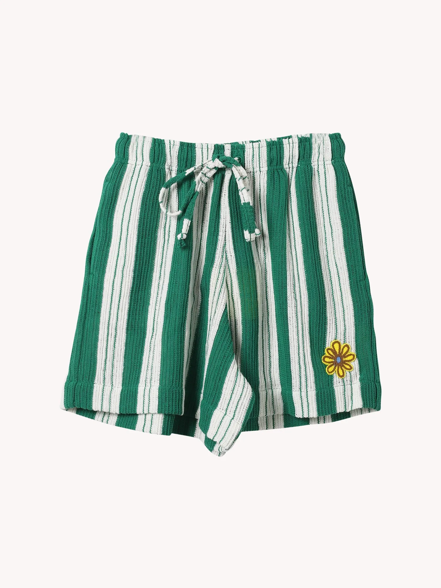 CROCHET FLOWER ELASTIC SHORTS