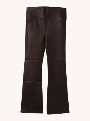 Crop Flare Leather Legging in Espresso