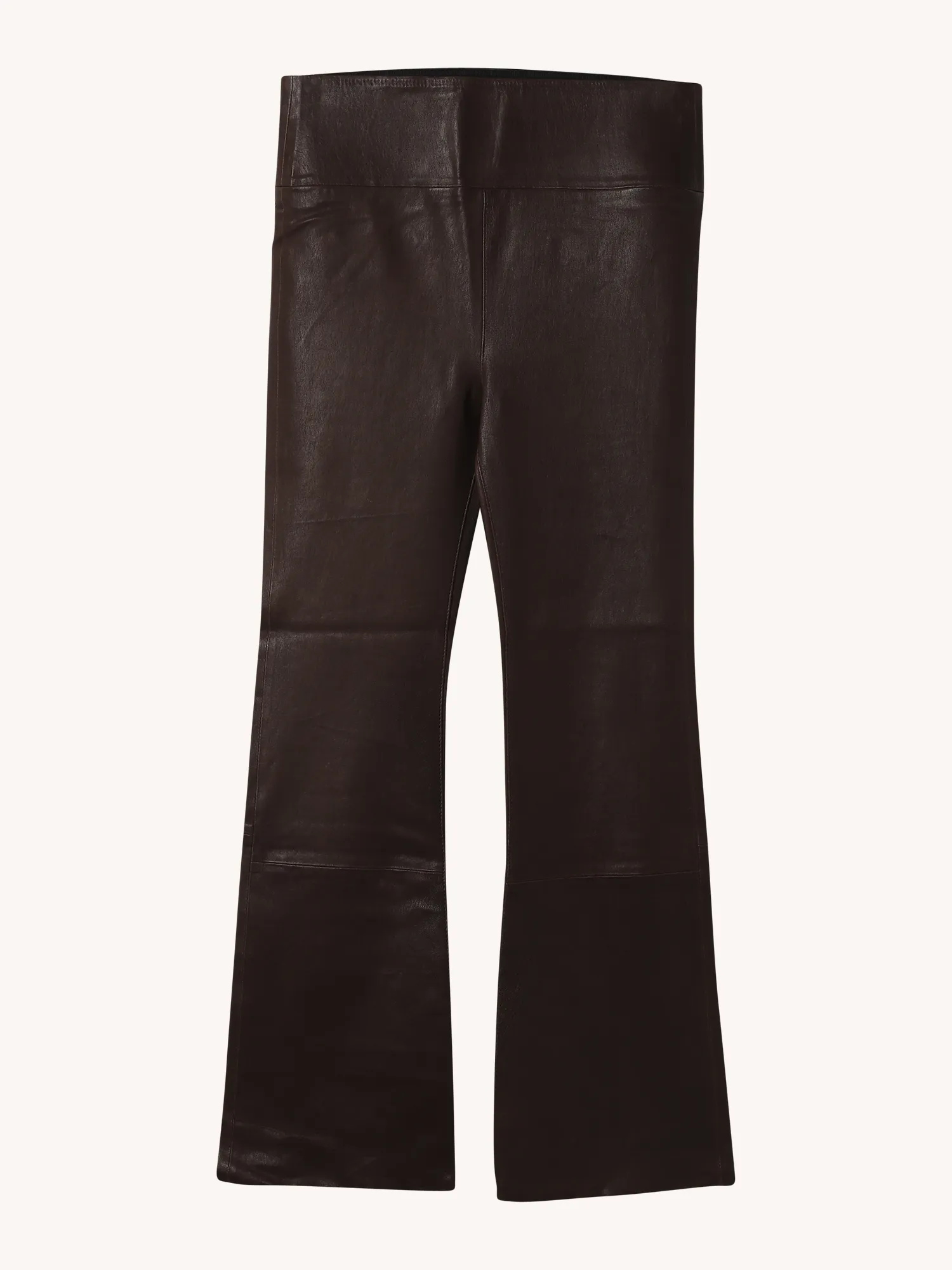 Crop Flare Leather Legging in Espresso