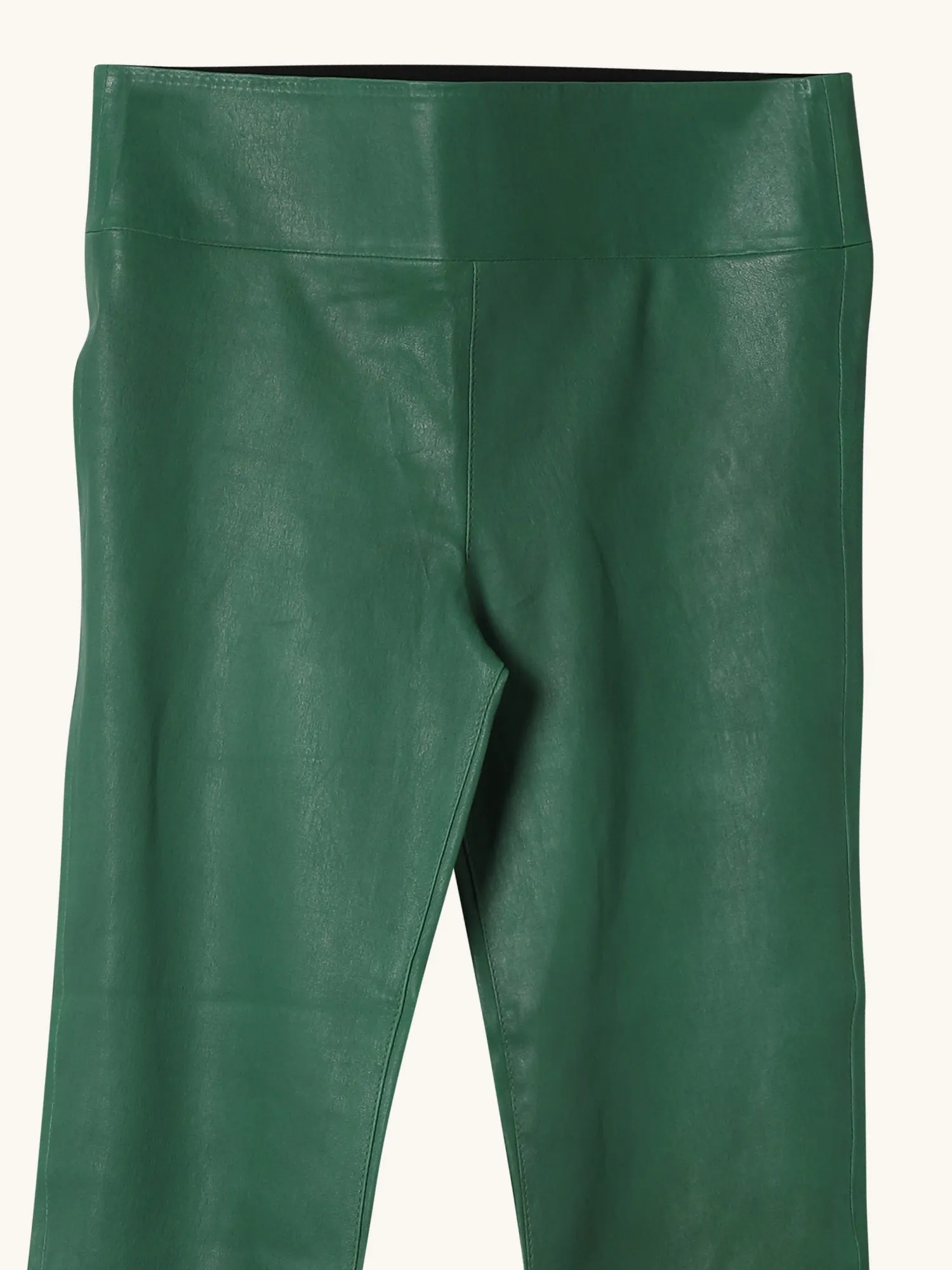 Crop Flare Leather Legging in Evergreen