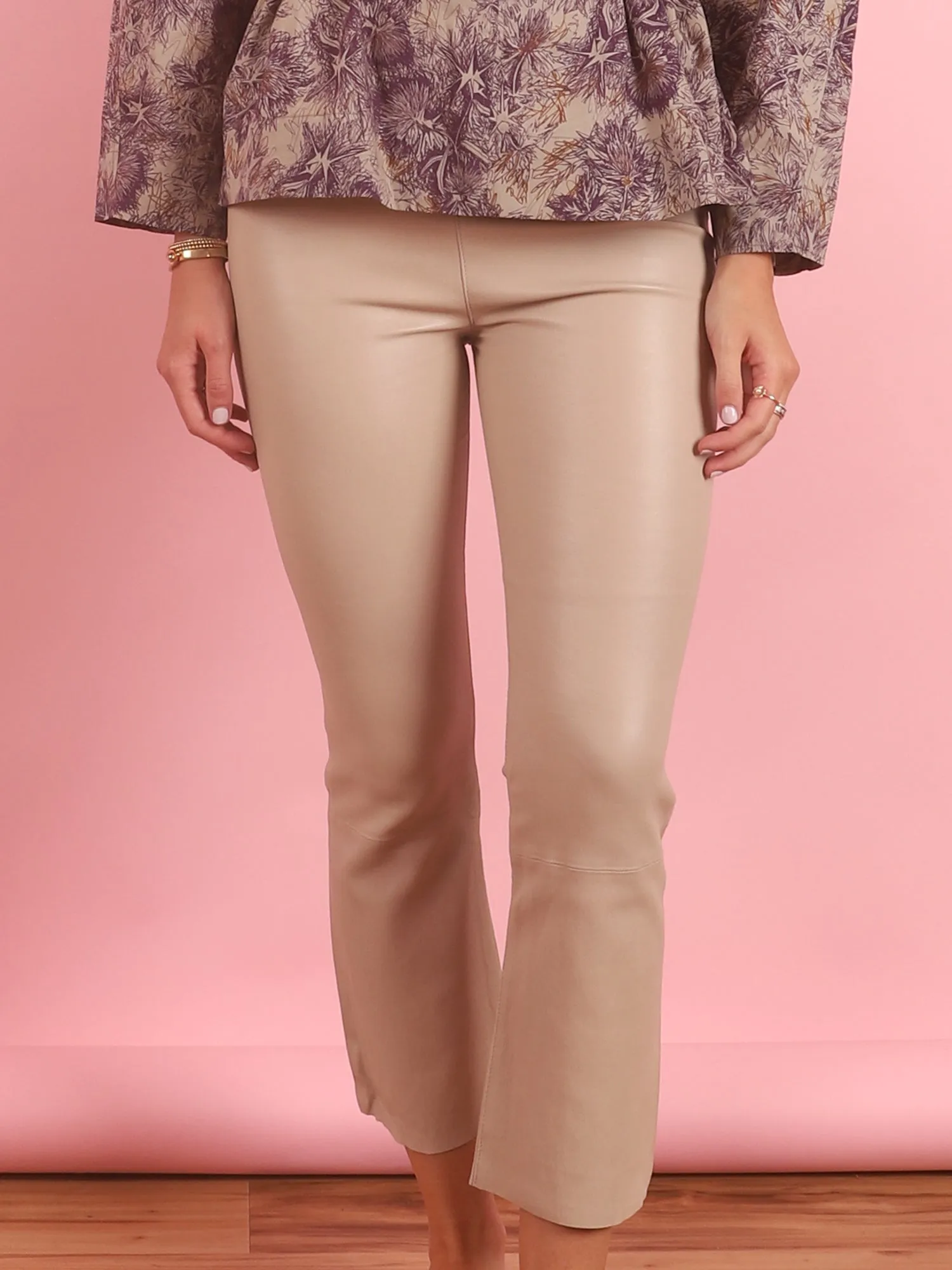 Crop Flare Leather Legging