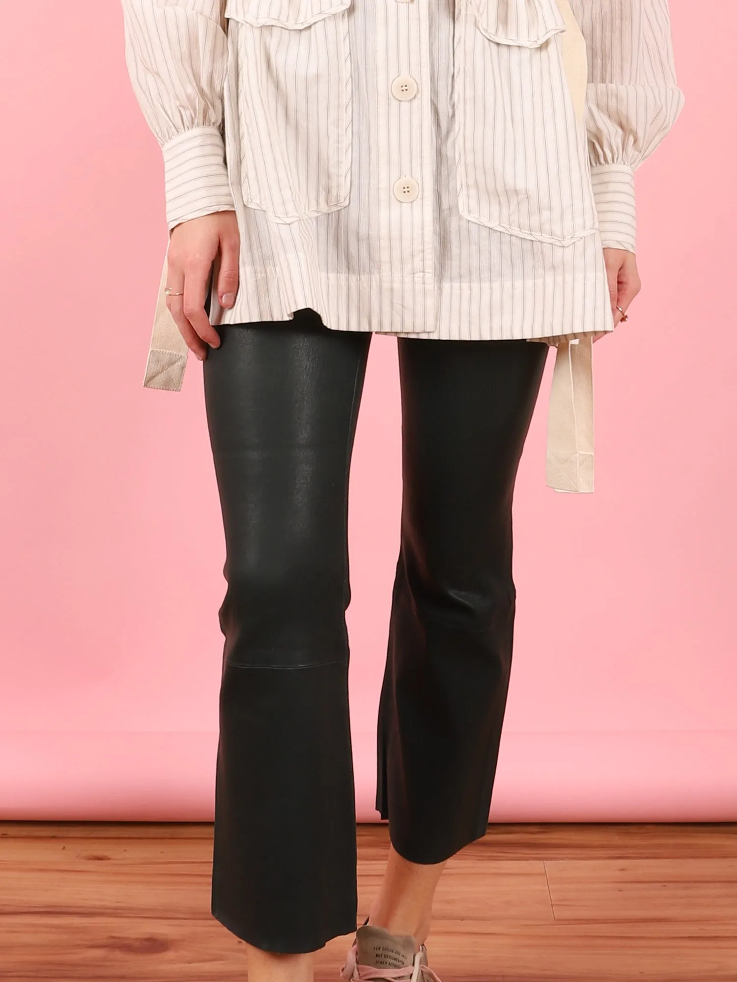 Crop Flare Leather Legging