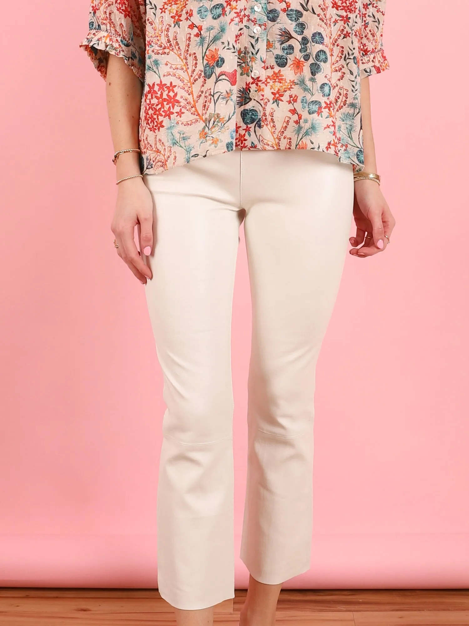 Crop Flare Legging in White