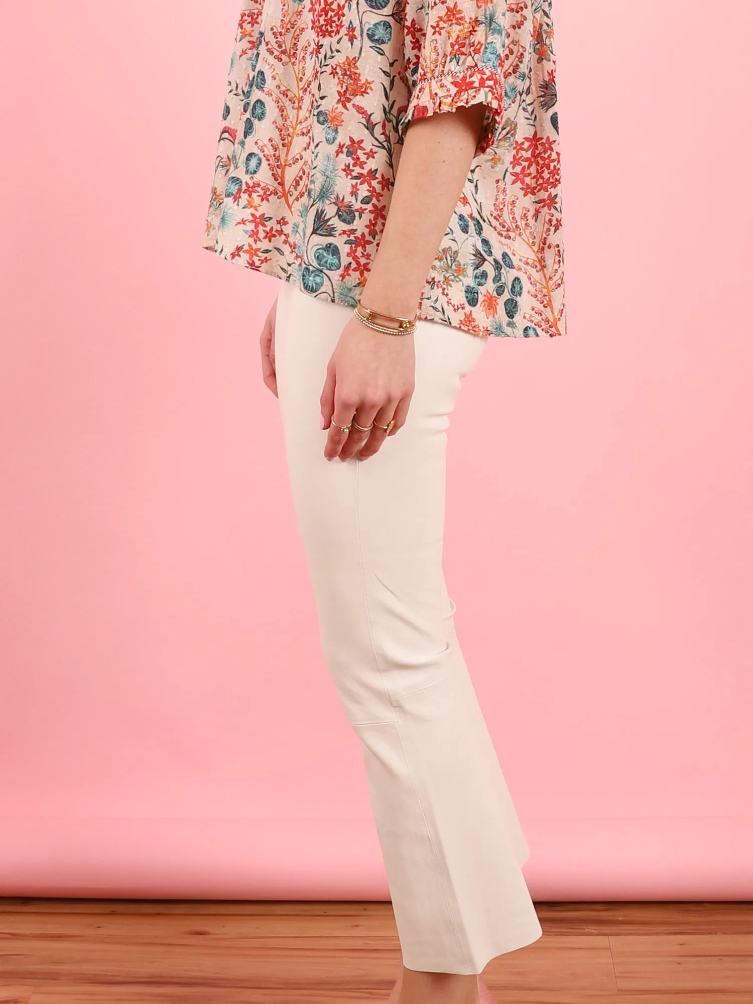 Crop Flare Legging in White
