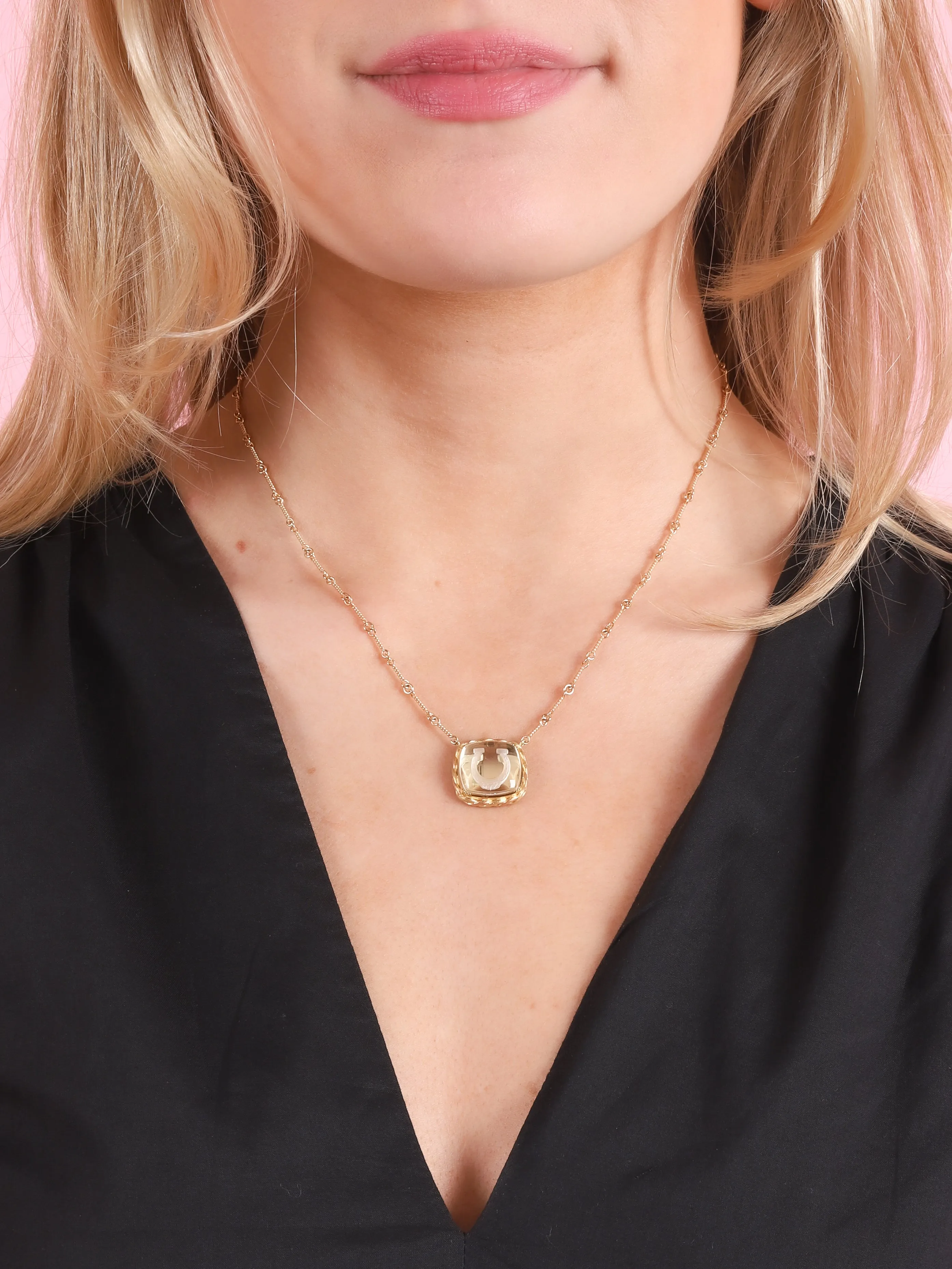 Crystal Quartz Horseshoe Necklace