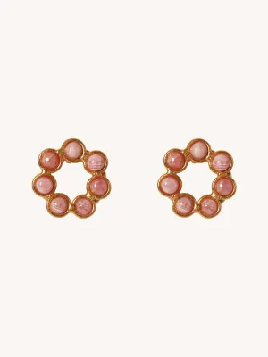 Daisy Earrings in Rhodochrosite