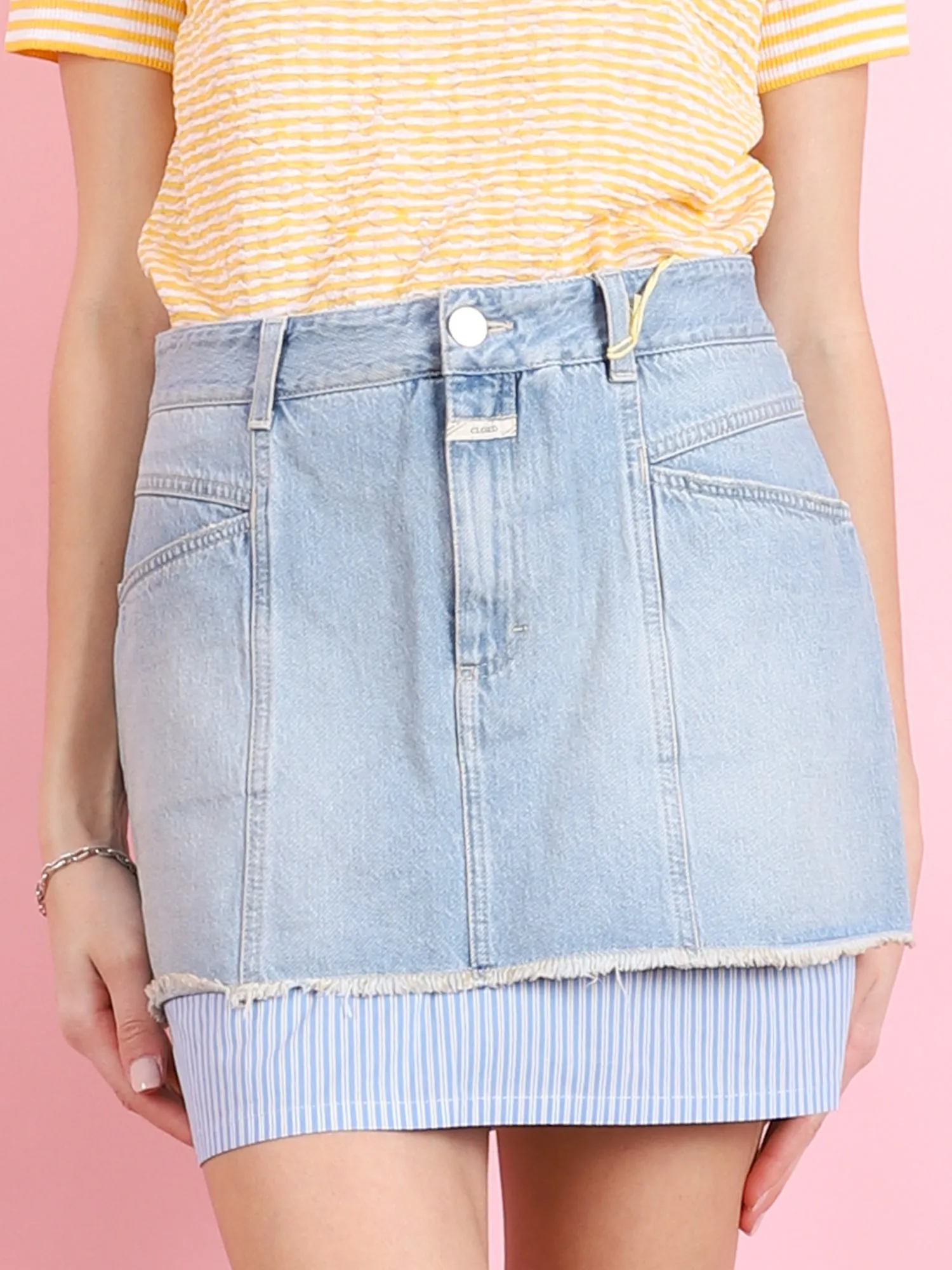 Denim & Poplin Mini Skirt