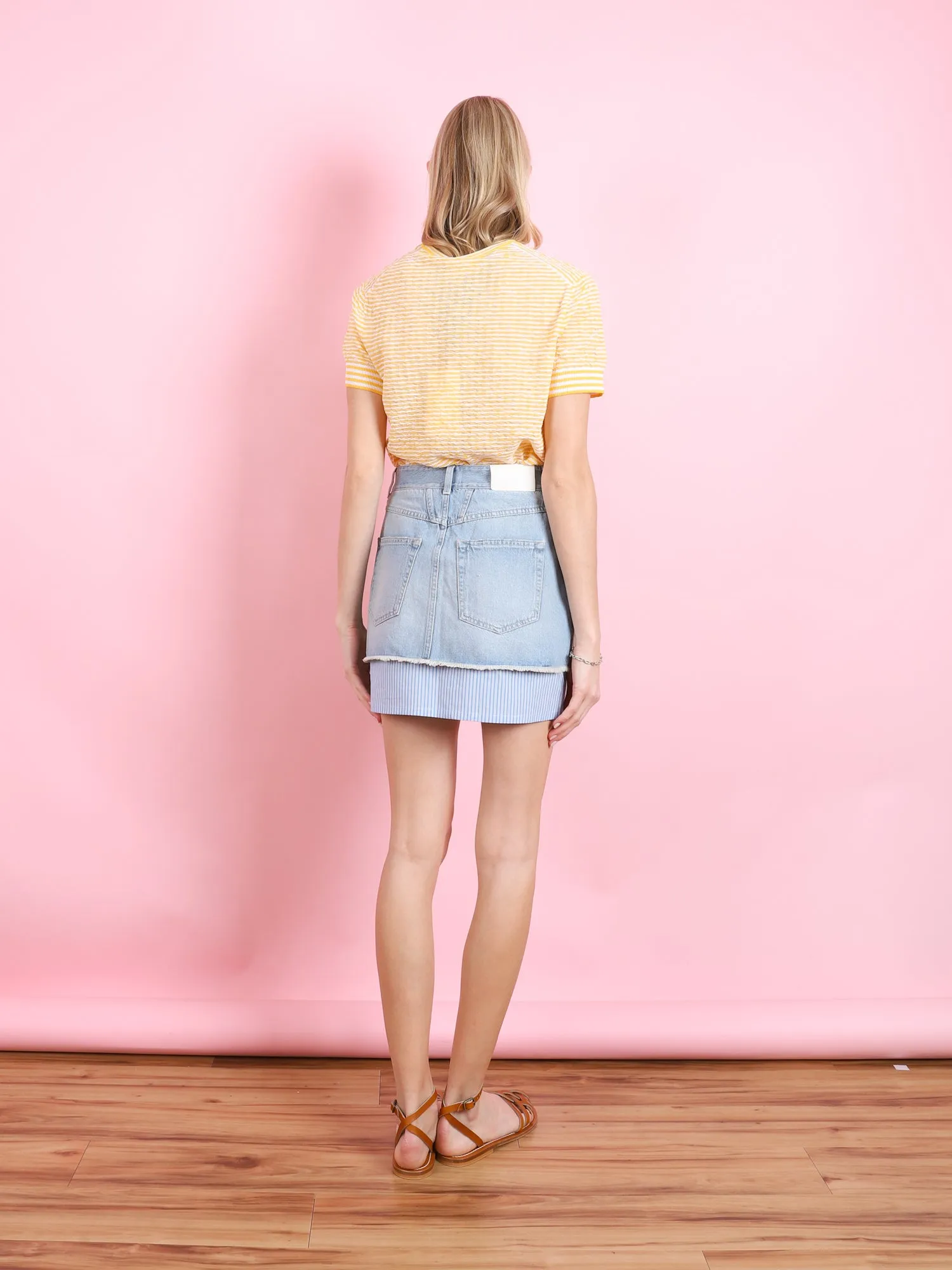 Denim & Poplin Mini Skirt