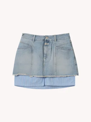 Denim & Poplin Mini Skirt