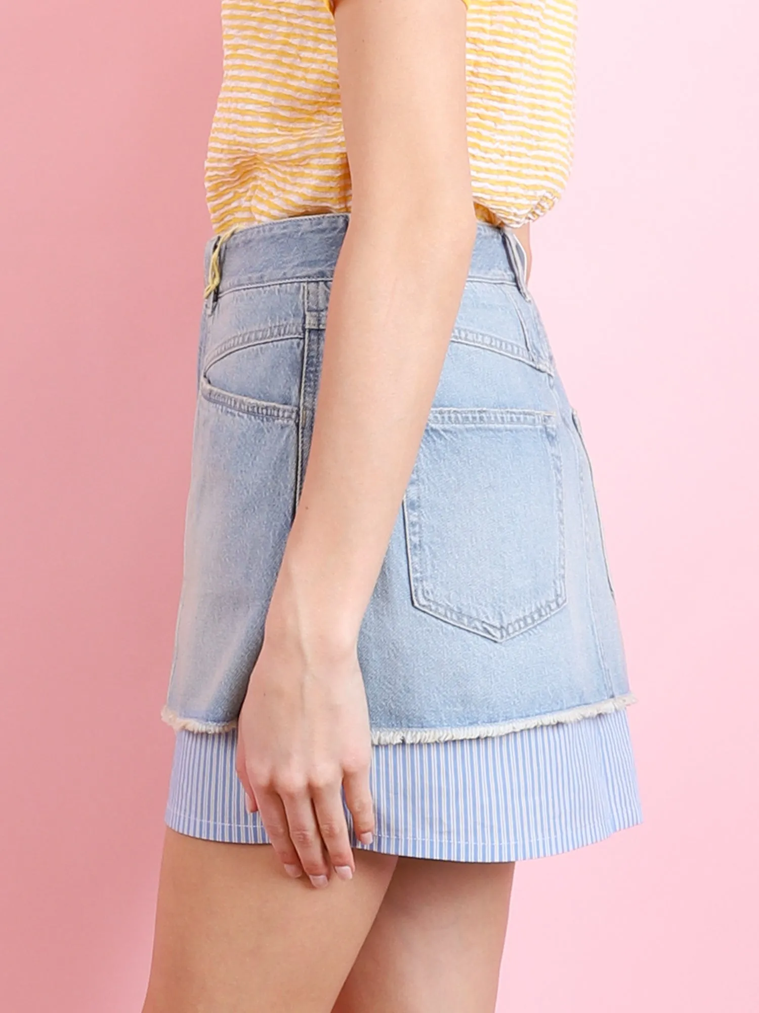 Denim & Poplin Mini Skirt