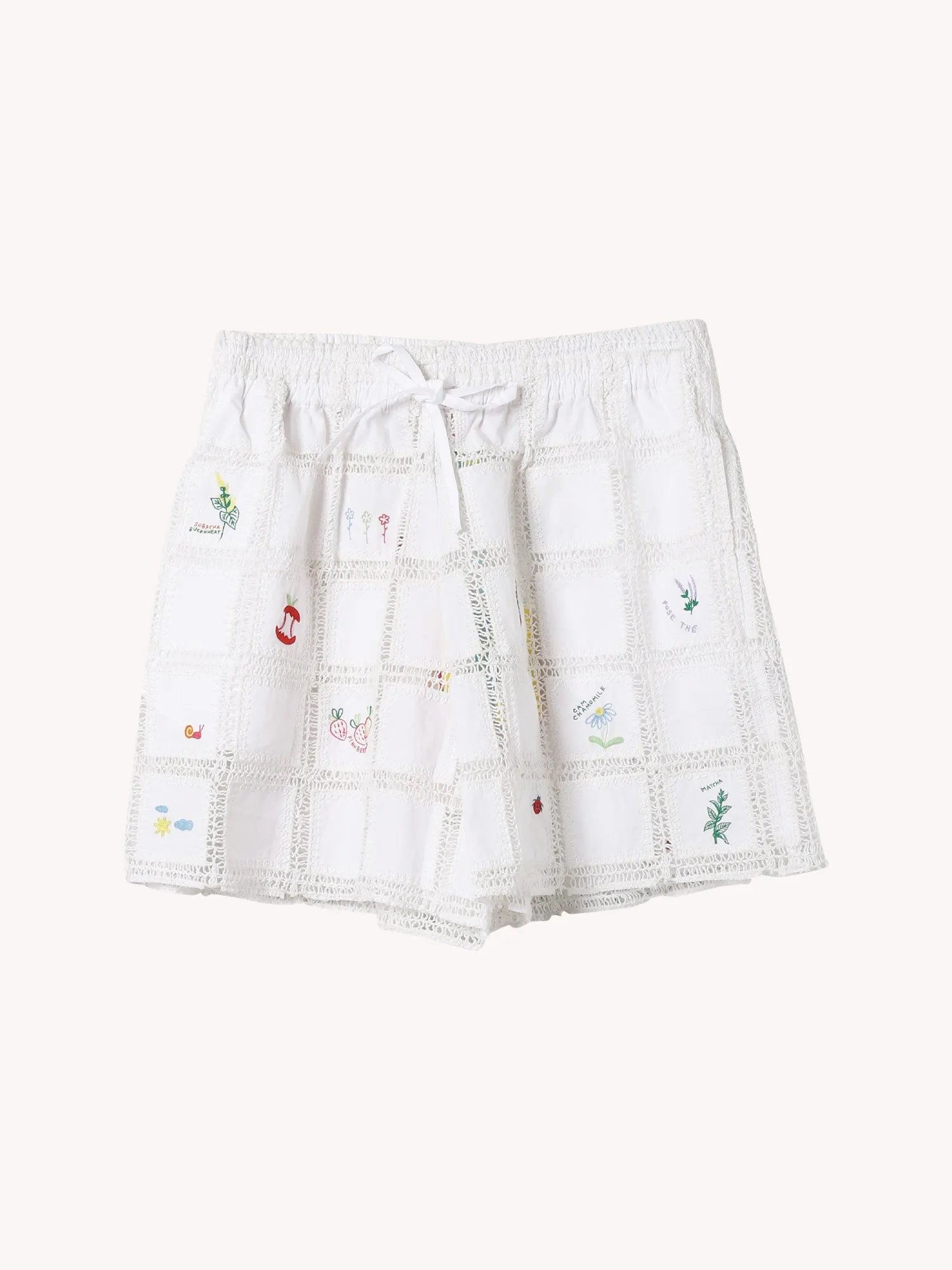 ELASTICATED SHORT WITH CROCHET GRID
