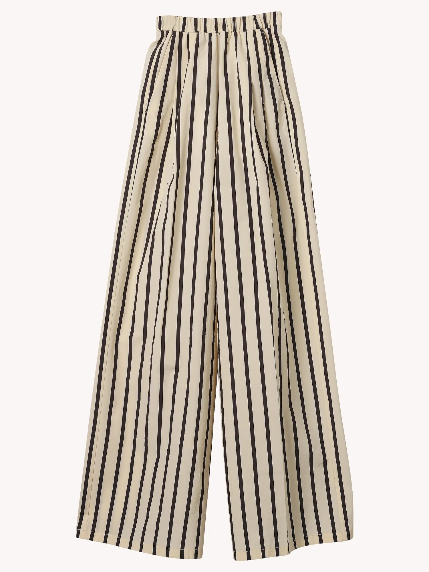 EMBROIDERED PINSTRIPE COTTON WIDE LEG PANTS