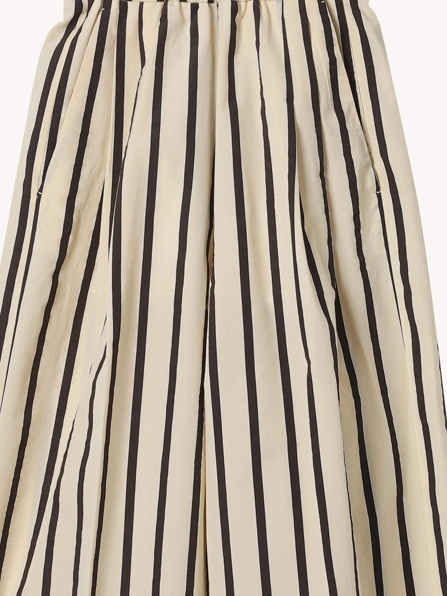 EMBROIDERED PINSTRIPE COTTON WIDE LEG PANTS