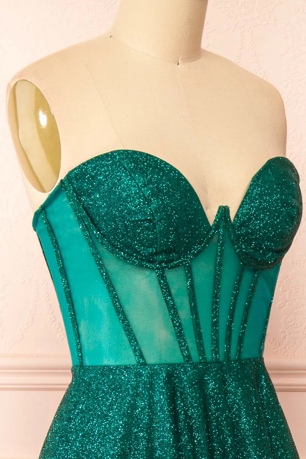 Euphea Green | Glitter Strapless Corset Dress