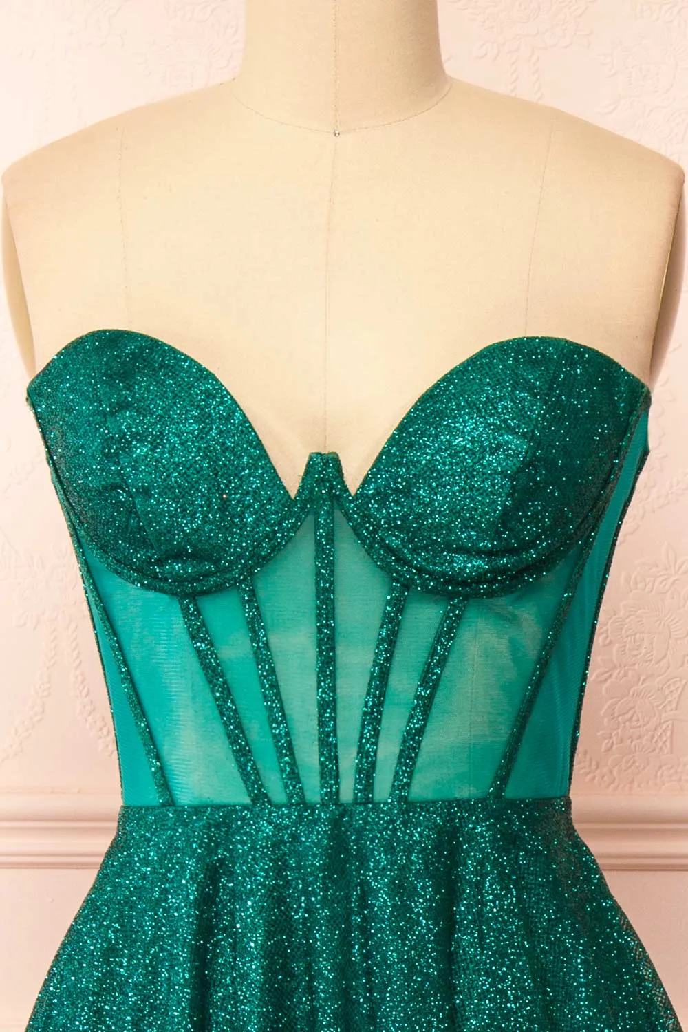 Euphea Green | Glitter Strapless Corset Dress