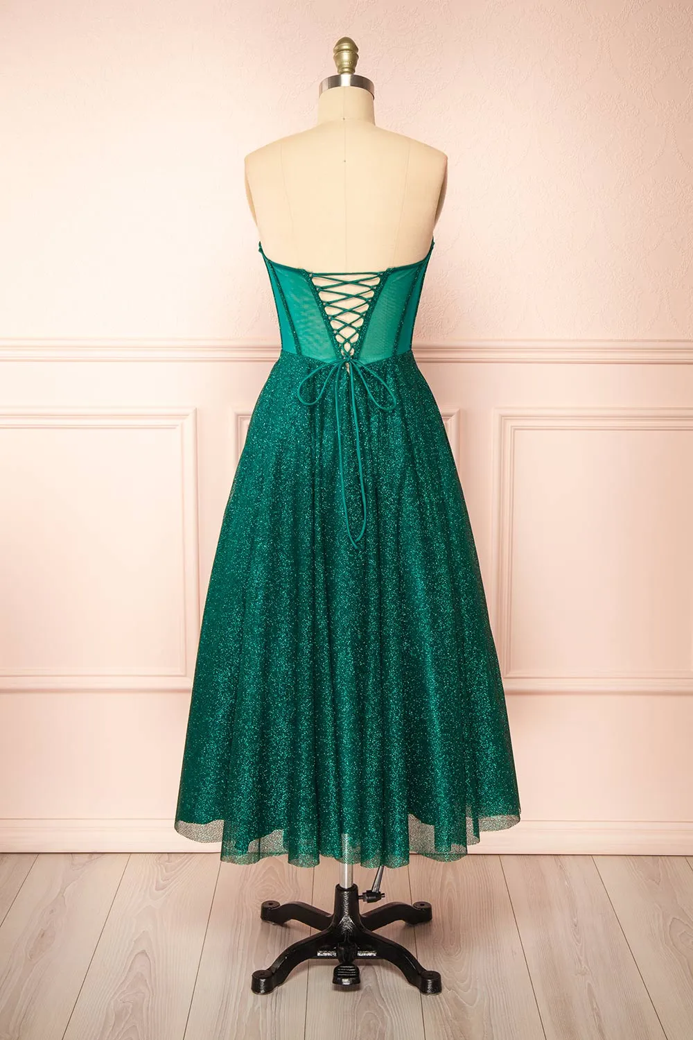 Euphea Green | Glitter Strapless Corset Dress