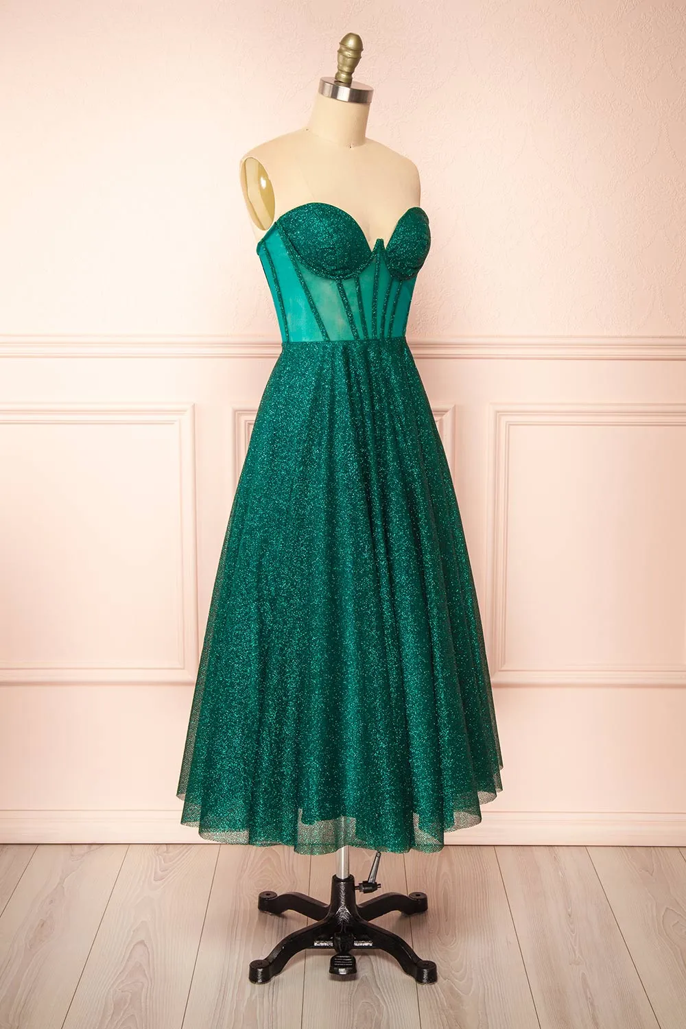 Euphea Green | Glitter Strapless Corset Dress