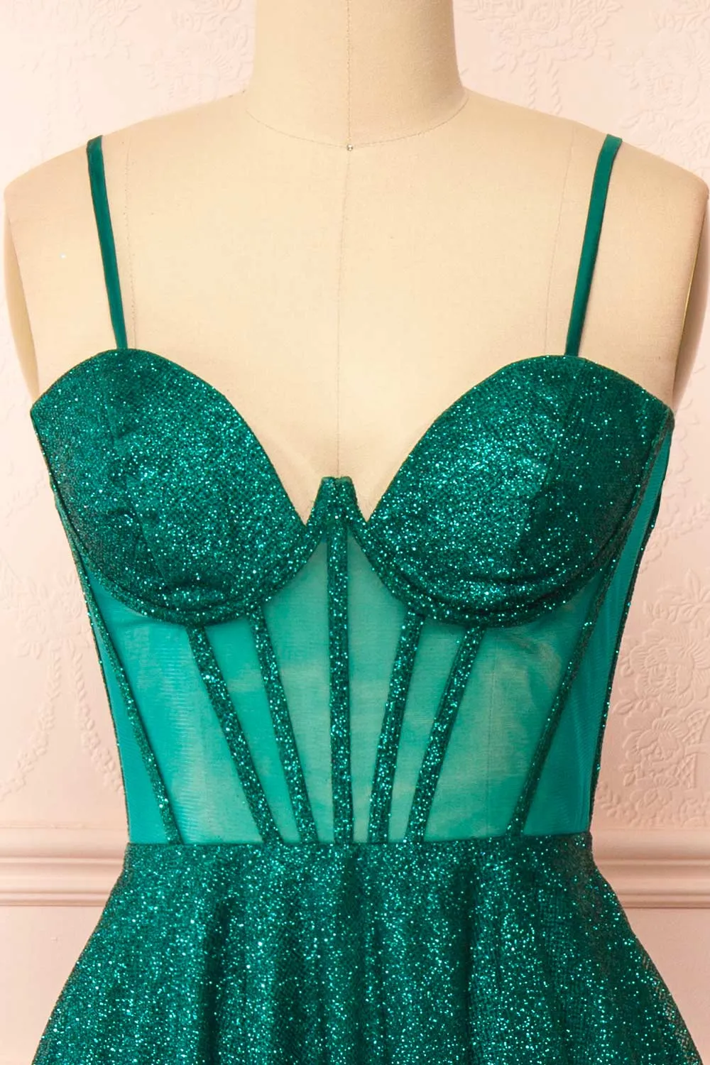 Euphea Green | Glitter Strapless Corset Dress