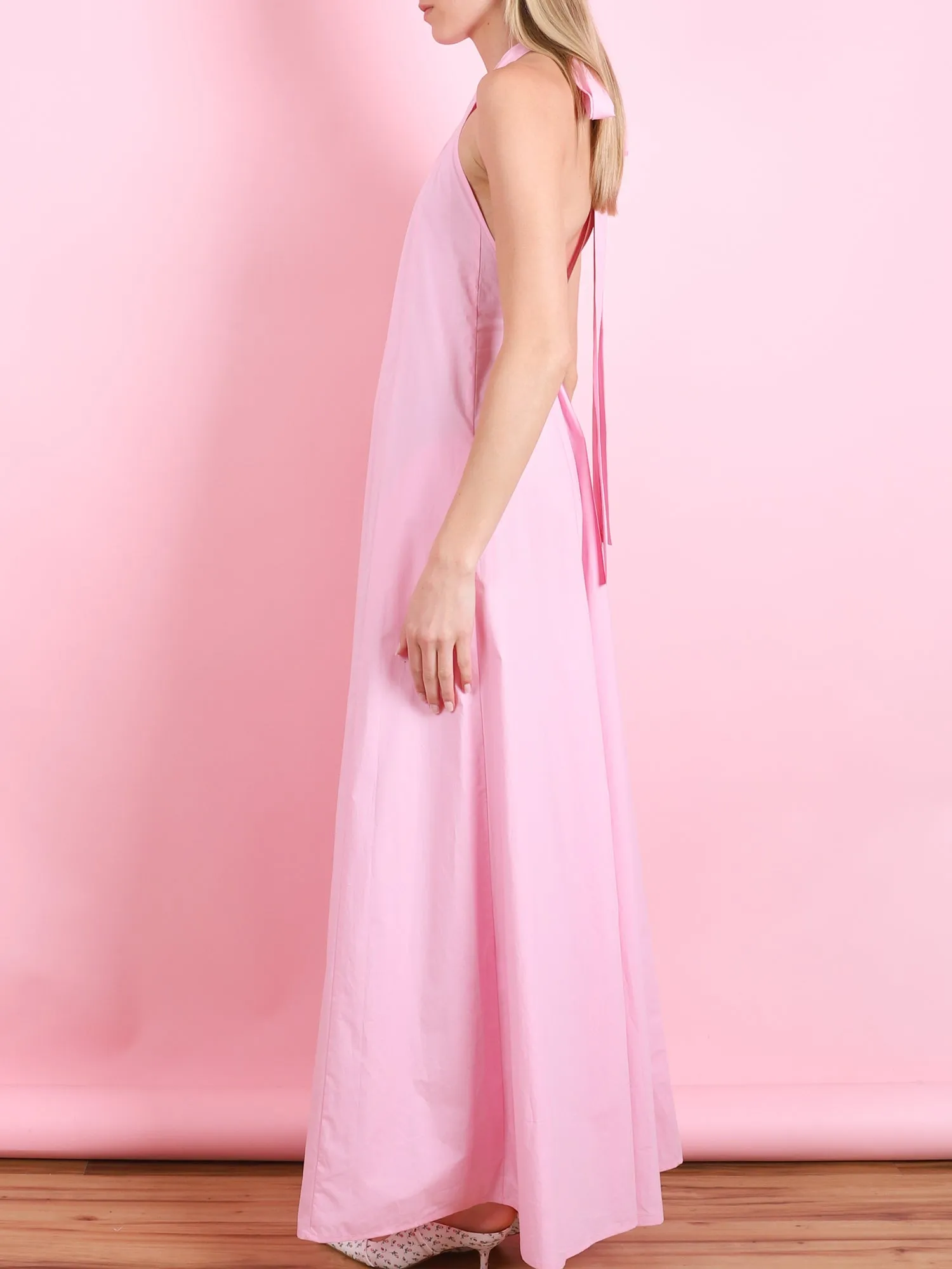 FAIRY FLOSS PINK HALTER DRESS
