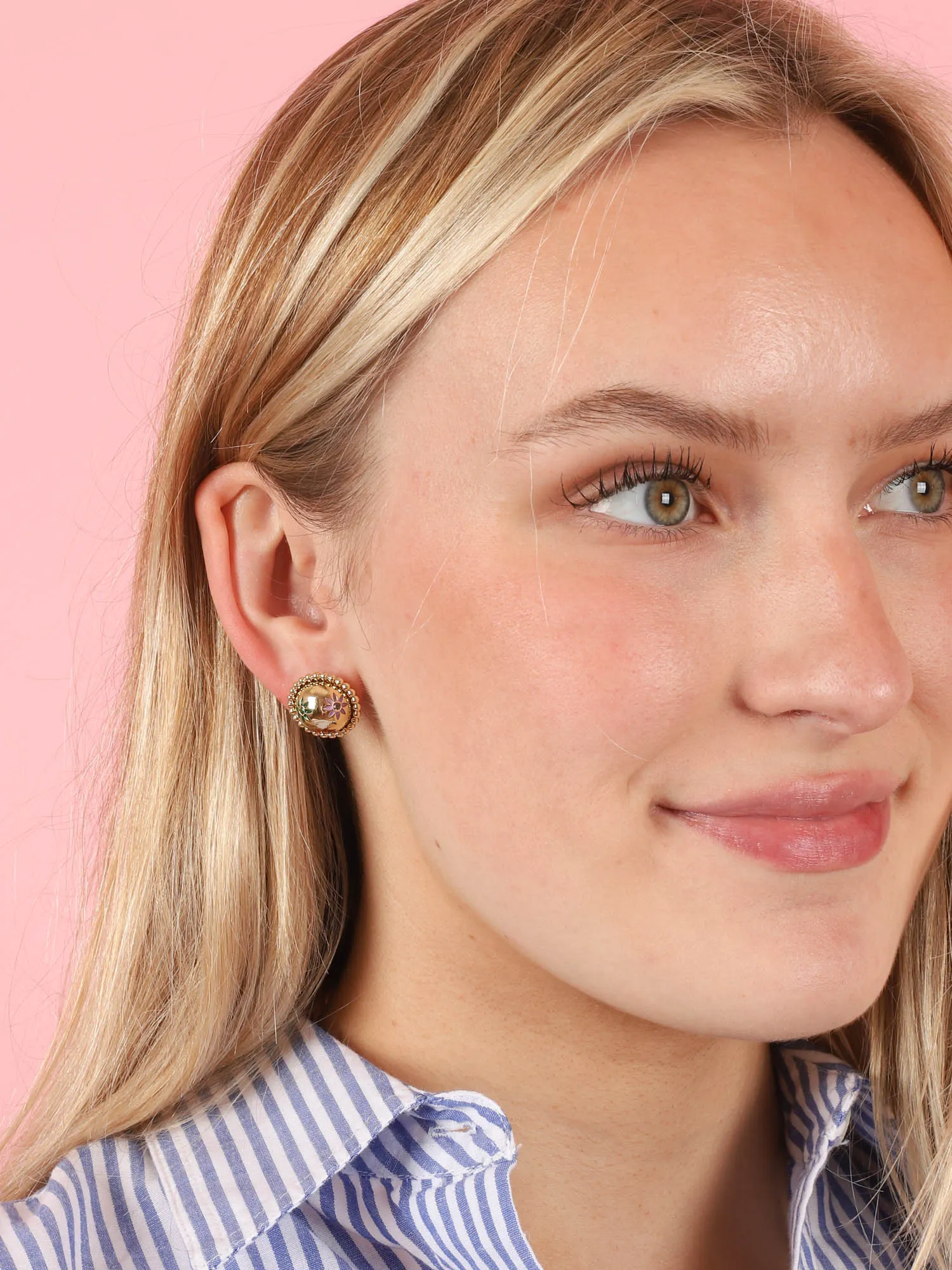 Flower Button Earrings
