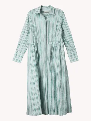 GREEN STRIPE LONG SLEEVED DRESS