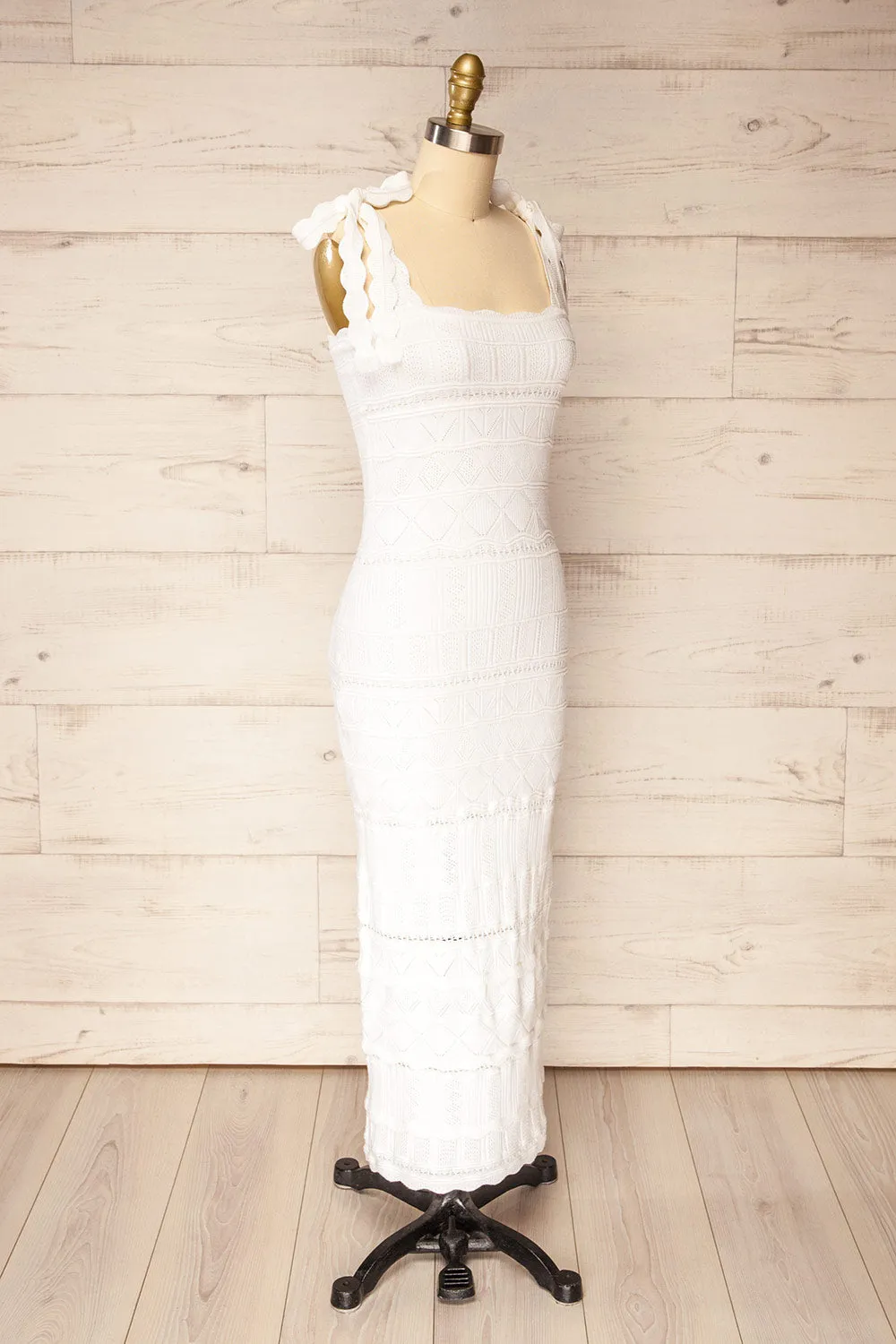 Hebi Ivory | Long Openwork Knit Dress